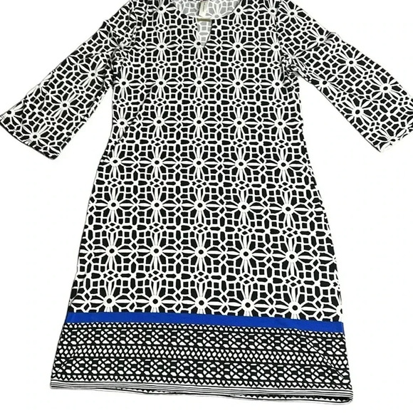 Tacera dress  ,Med ,midi , shift,
geometric ,trim , - Picture 8 of 13